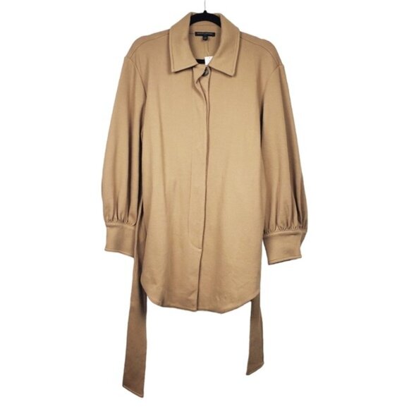 Banana Republic Factory Womens Tan Twill Tie Waist Belted Jacket Size S NWT - Picture 3 of 5